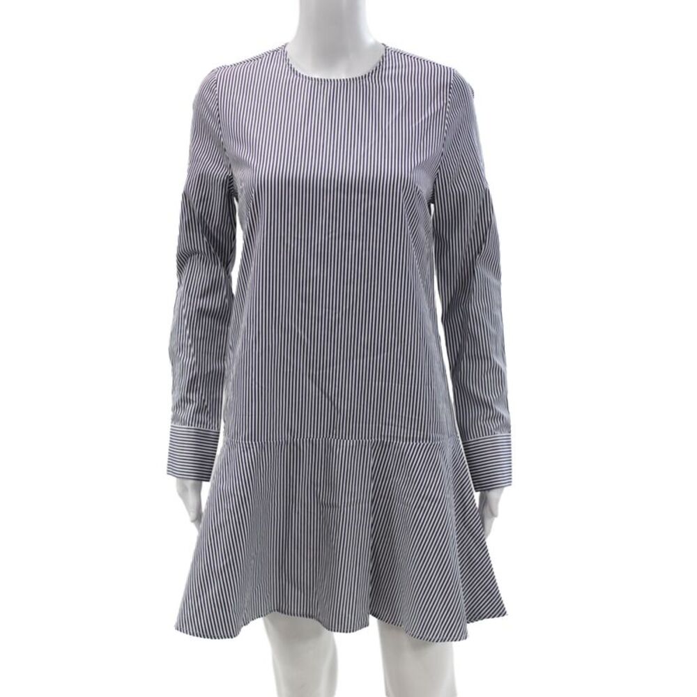 Suistudio Women Shirt Dress Blue Striped Wool Blend Button Long Sleeve Size 34